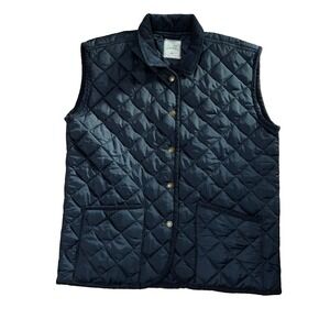 Giani Feroti  Navy Blue Quilted Jacket Size L Diamond Stitch Padded Vest